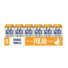 Polar Seltzer Water Orange Vanilla, 12 fl oz cans, 18 pack