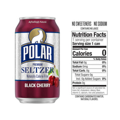 Polar Seltzer Water Black Cherry, 12 fl oz cans, 18 pack