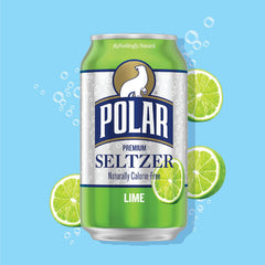 Polar Seltzer Water Lime, 12 fl oz cans, 18 pack