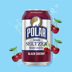 Polar Seltzer Water Black Cherry, 12 fl oz cans, 18 pack