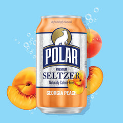 Polar Seltzer Water Georgia Peach, 12 fl oz cans, 18 pack