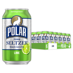 Polar Seltzer Water Lime, 12 fl oz cans, 18 pack